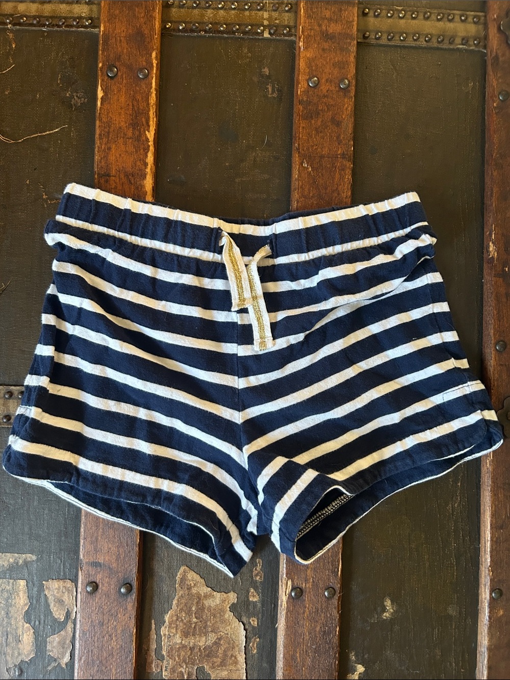 Crewcuts Navy and White Striped Drawstring Shorts; size medium